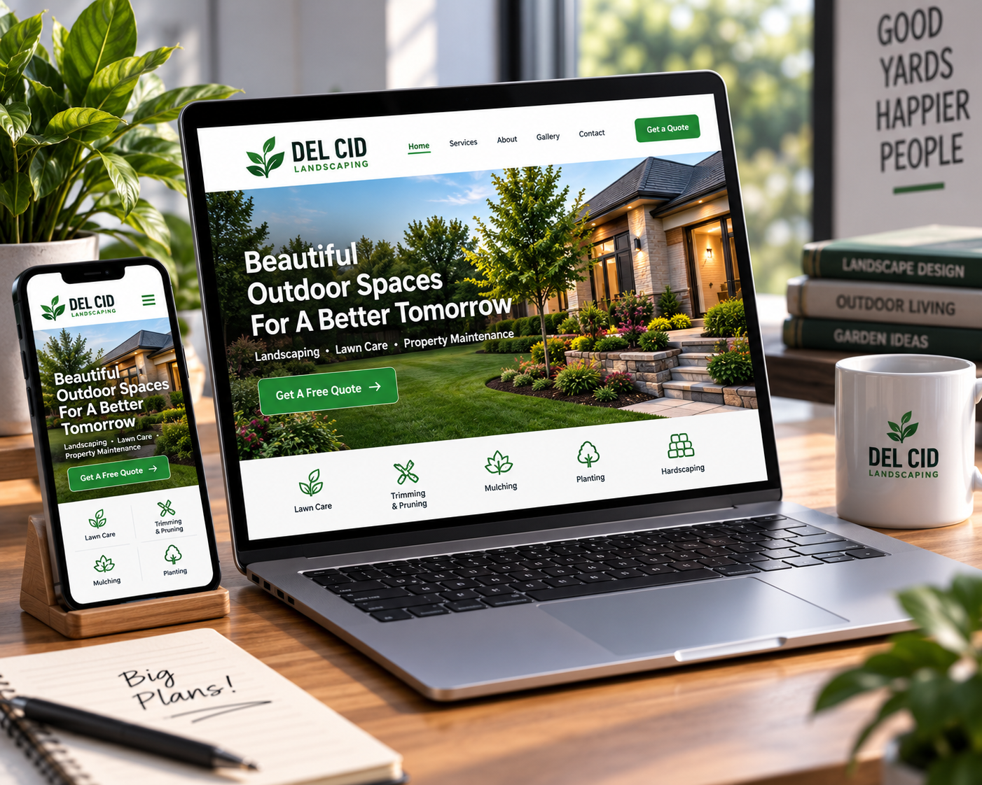 Example of a professional business website displayed on laptop and mobile phone
